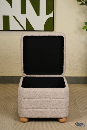Tetra Fabric Pouffe with Storage - Beige