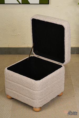 Tetra Fabric Pouffe with Storage - Beige