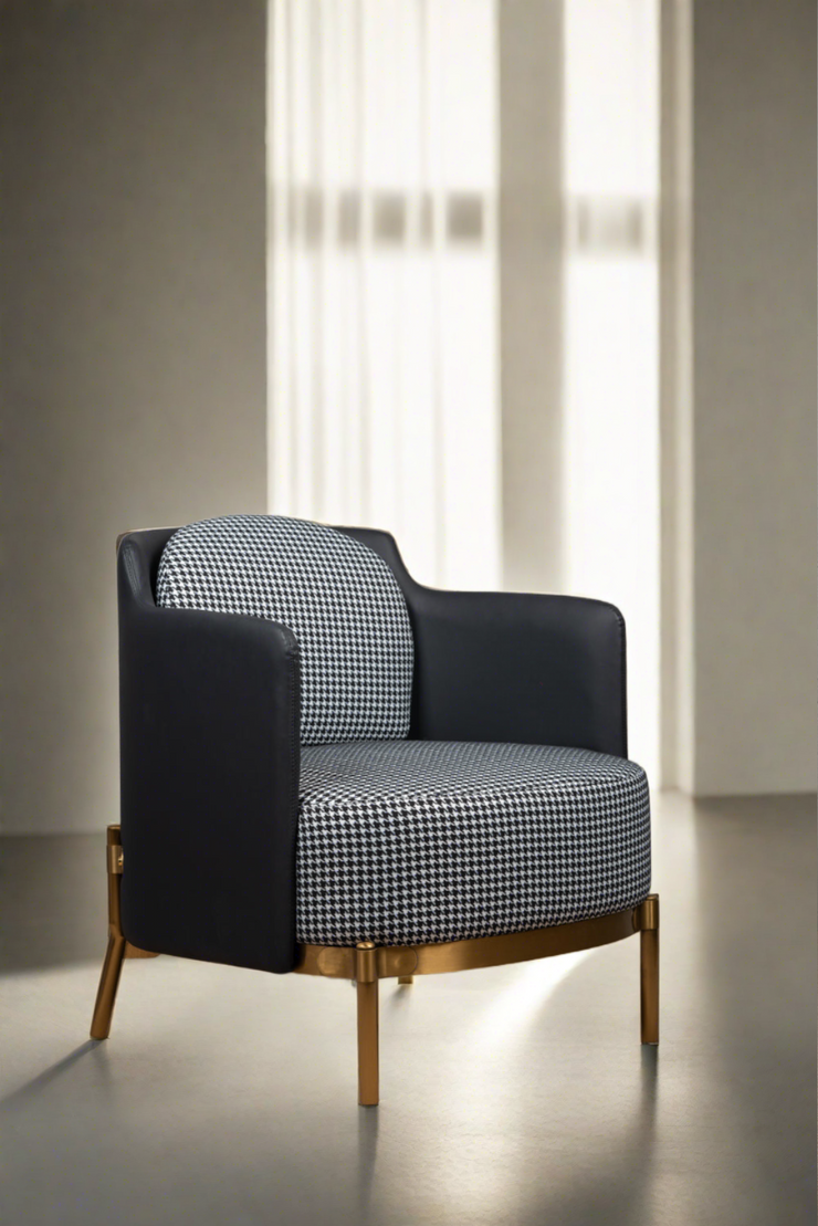 Harvey Houndstooth Accent Chair - Black