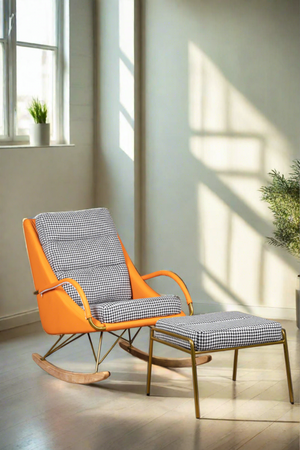 Galan Rocking Chair with Footrest - Orange