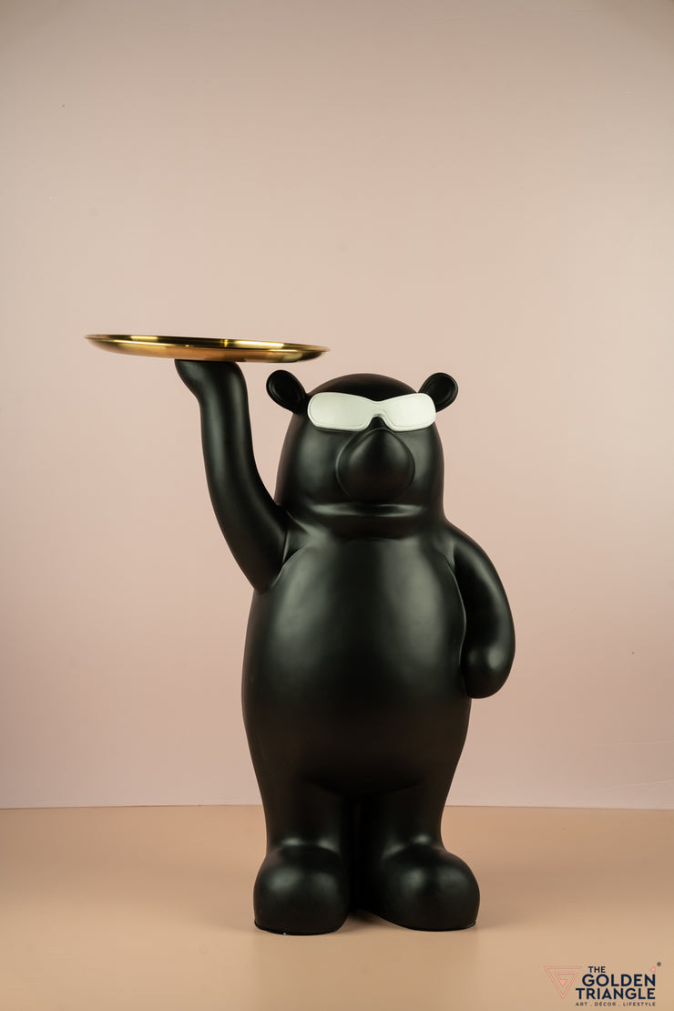 2.2 ft Billy Bear holding a Metal Tray - Black