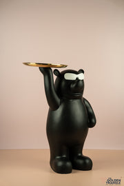 2.2 ft Billy Bear holding a Metal Tray - Black