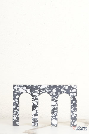 Black Terrazzo Marble Block Tabletop Decor