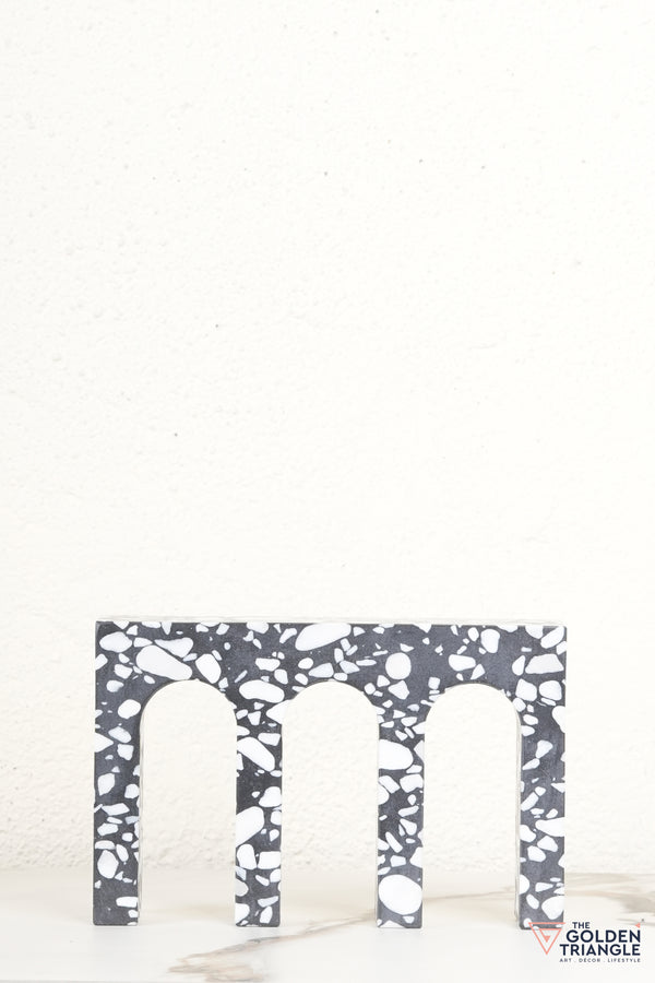 Black Terrazzo Marble Block Tabletop Decor