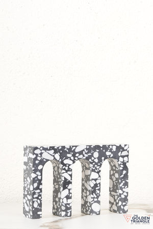 Black Terrazzo Marble Block Tabletop Decor