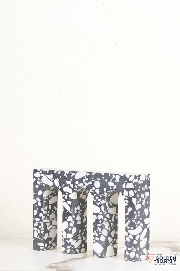 Black Terrazzo Marble Block Tabletop Decor