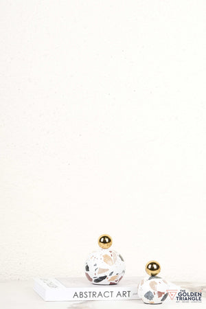 Golden Orb Terrazzo Sphere Artefact