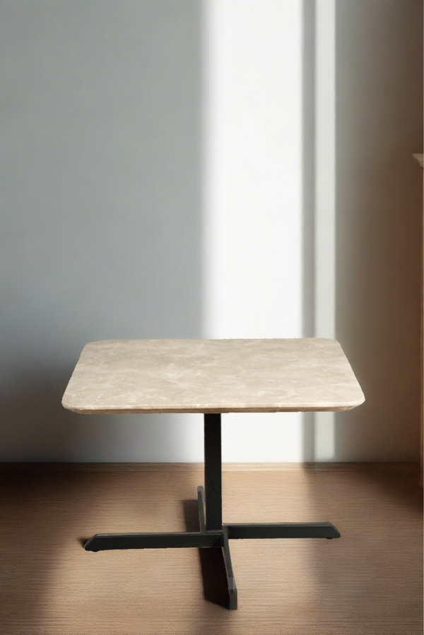 Fino - Marble and Metal Side Table - Beige