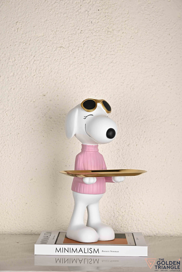Standing Beagle holding a Tray - Pink