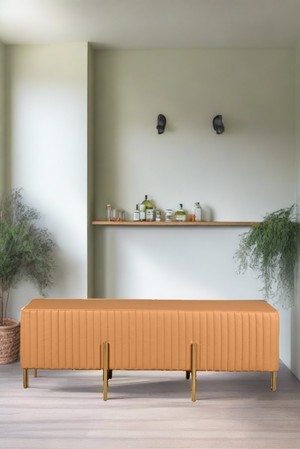 Felix Leatherette Bench - Tan