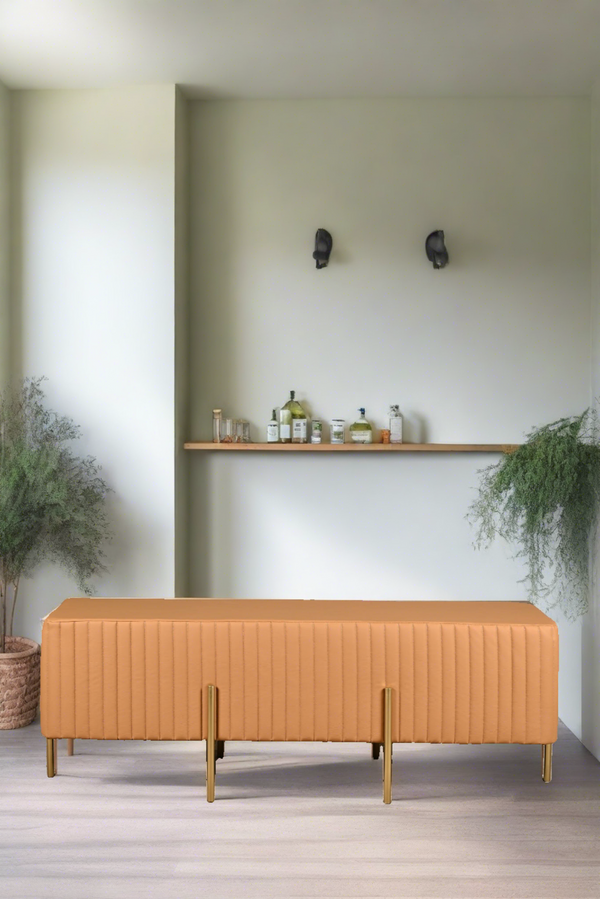 Felix Leatherette Bench - Tan