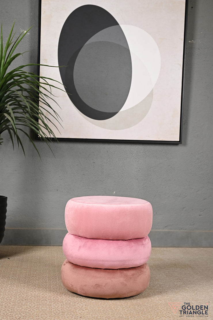 Audrey Three Tone Suede Pouffe - Pink