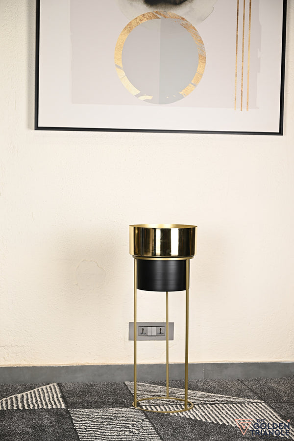 Arzola Metal Planter - Black & Gold