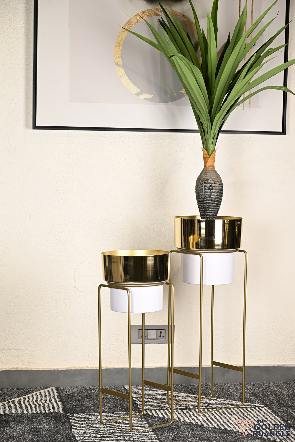 Magnolia Metal Planter - White and Gold