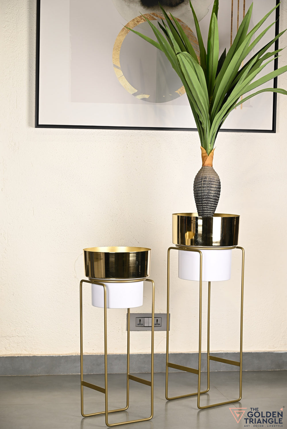 Magnolia Metal Planter - White and Gold