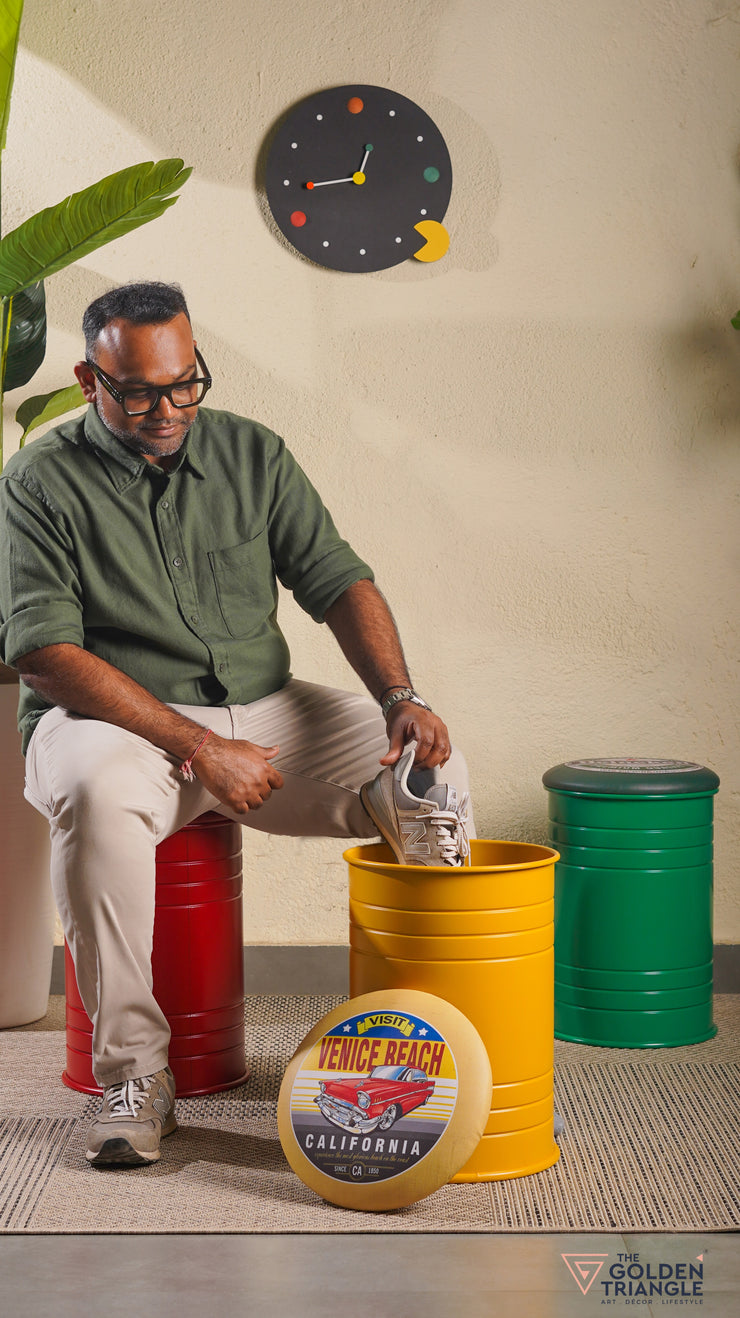Barrel Pouffe with Storage - Coca Cola