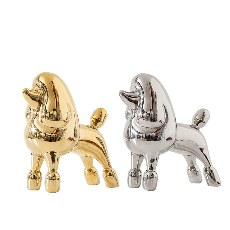 Posh Electroplated Poodle Artefact - Silver