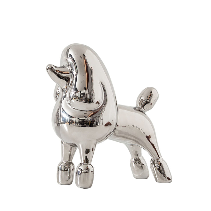 Posh Electroplated Poodle Artefact - Silver