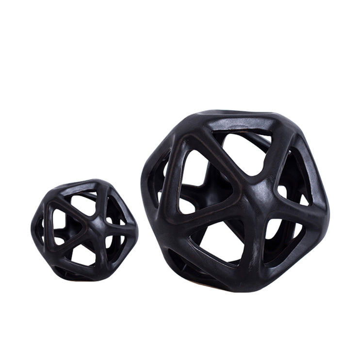Geometric Cutout Sphere - Black