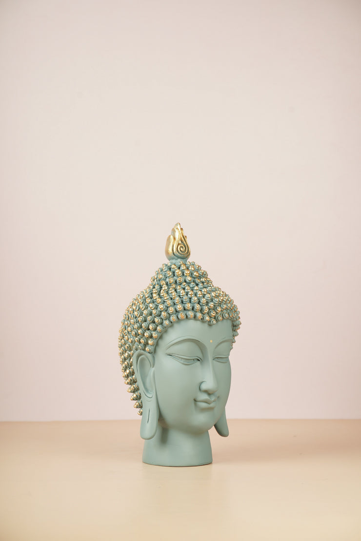 Serene Buddha Head Sculpture - Blue