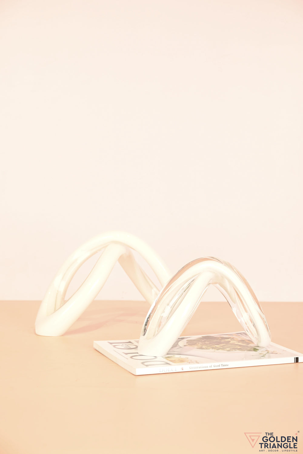 Infinity Glass Knot Tabletop Decor - White