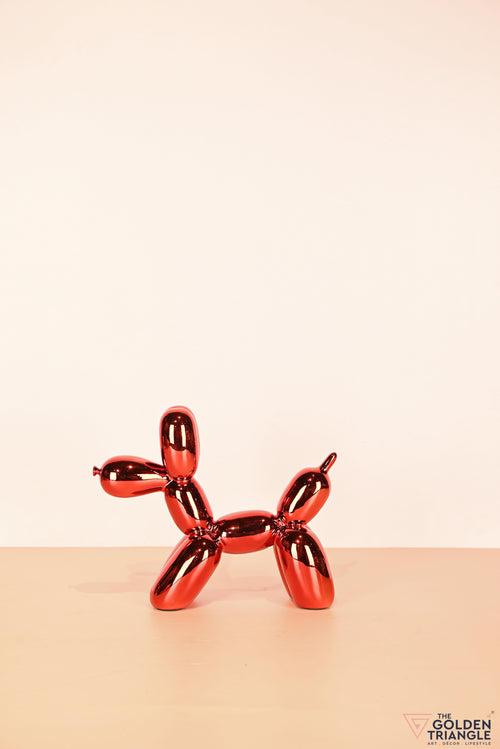 Electroplated Metallic Balloon Dog Artefact - red