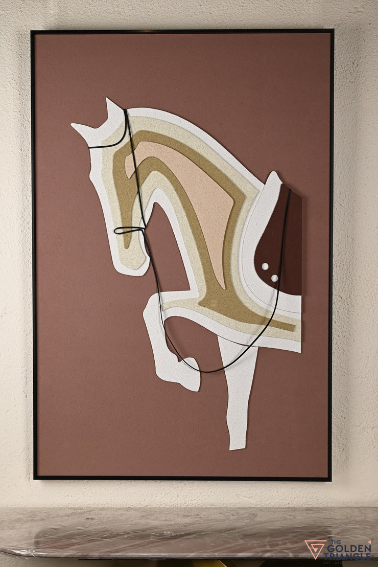 Textured Horse Wall Art - Brown