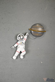 Astraeus - Wall Astronaut holding Saturn Balloon - Gray