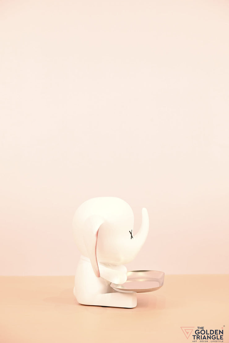 Ellie Elephant with a Tray - White