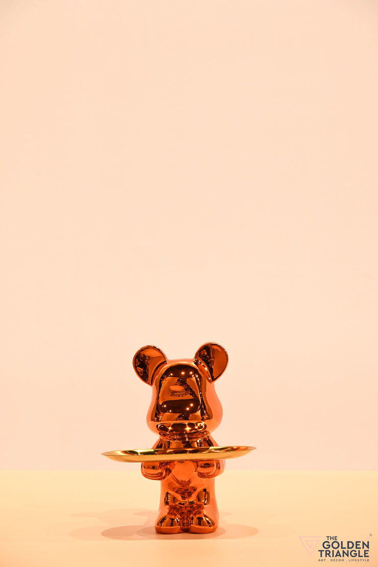 Rocco Electroplated Bear holding a Tray - Orange