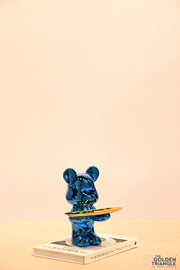 Rocco Electroplated Bear holding a Tray - Blue