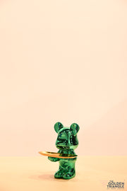 Rocco Electroplated Bear holding a Tray - Turquoise