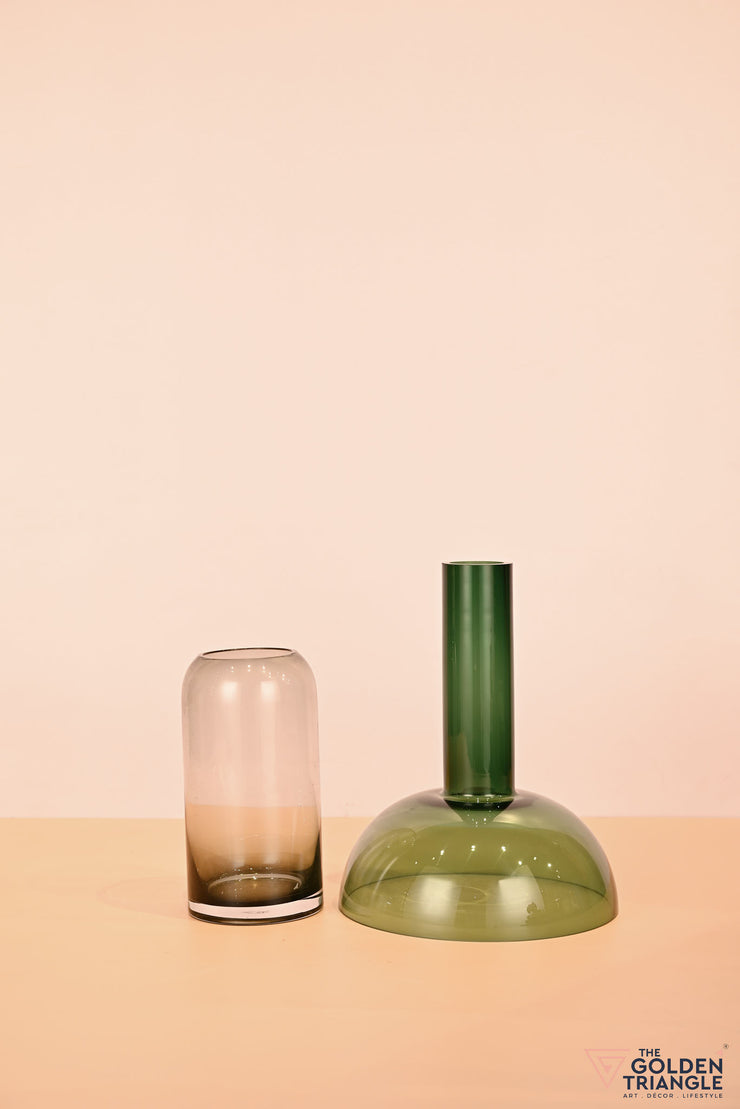 Eliza Funnel Glass Vase - Big - Green