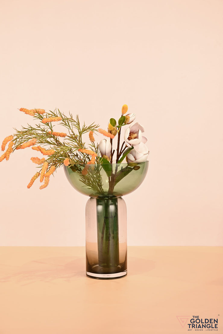 Eliza Funnel Glass Vase - Big - Green