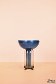 Eliza Funnel Glass Vase - Big - Blue