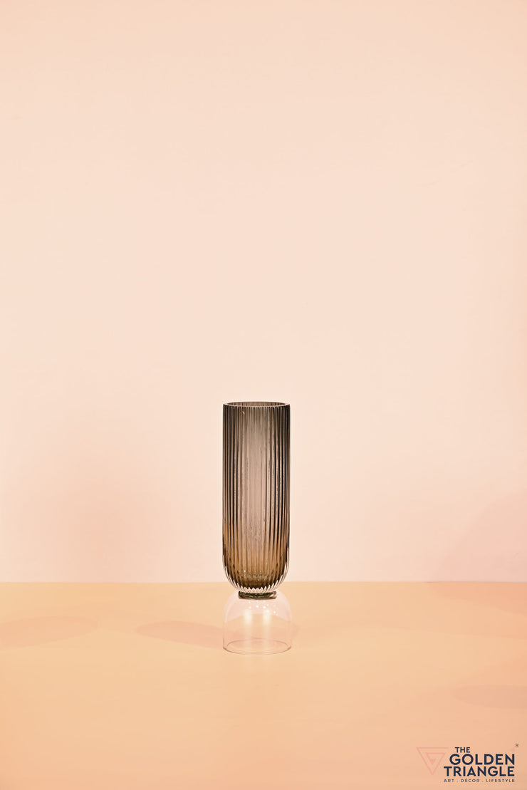Aoi Futed Two tone Glass Vase - Smoke