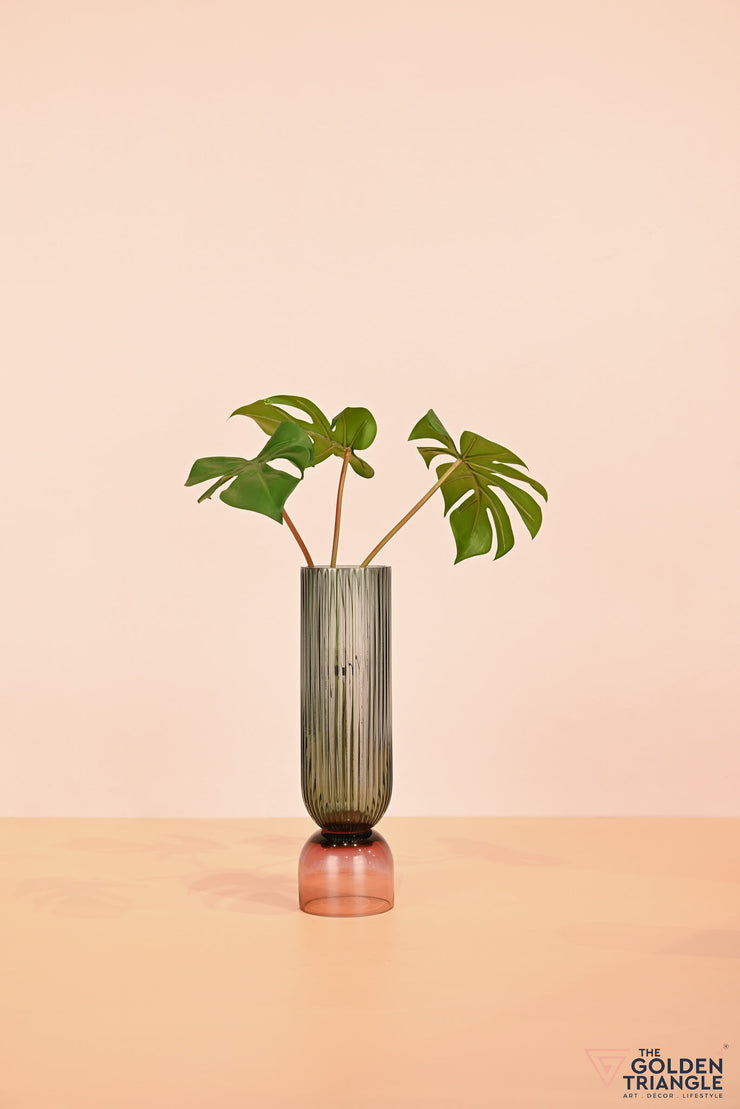 Aoi Futed Two tone Glass Vase - Green & Pink