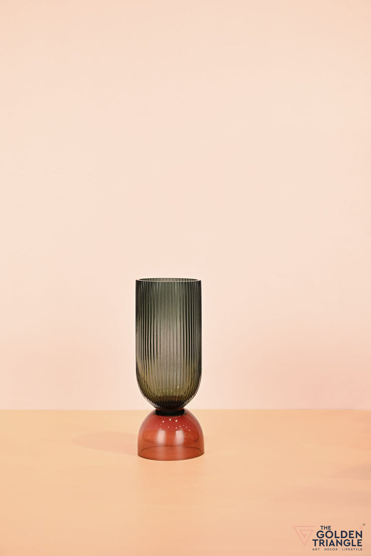 Aoi Futed Two tone Glass Vase - Green & Pink