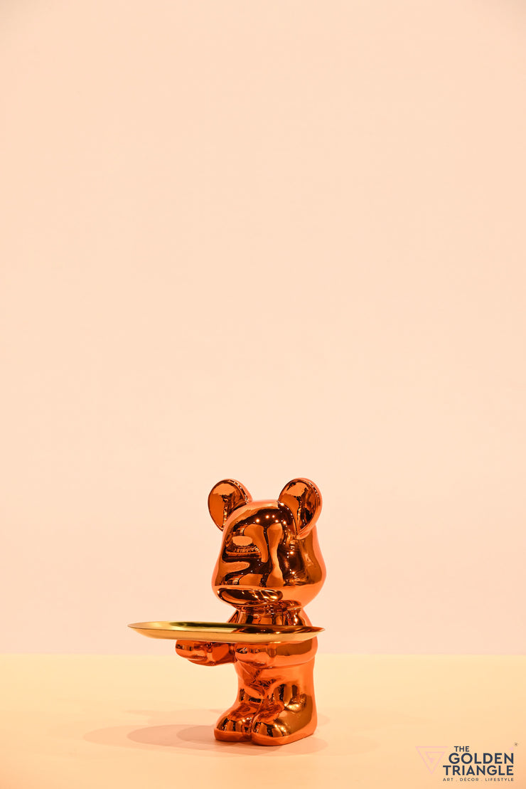 Rocco Electroplated Bear holding a Tray - Orange