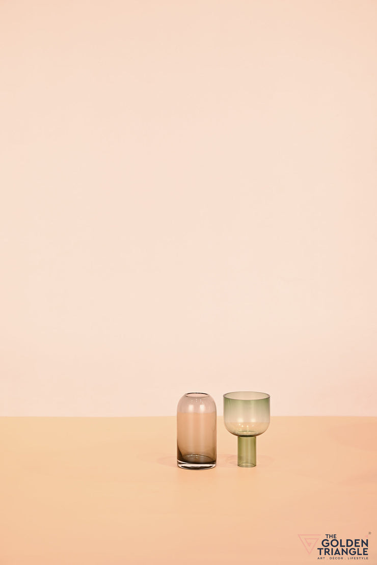 Poppy Funnel Glass Vase - Green