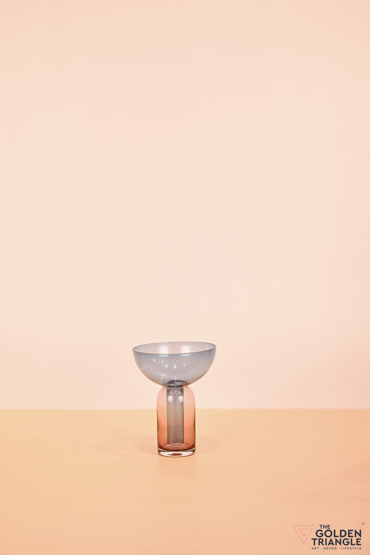Eliza Funnel Glass Vase - Small - Blue & Pink