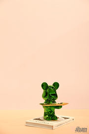 Rocco Electroplated Bear holding a Tray - Green