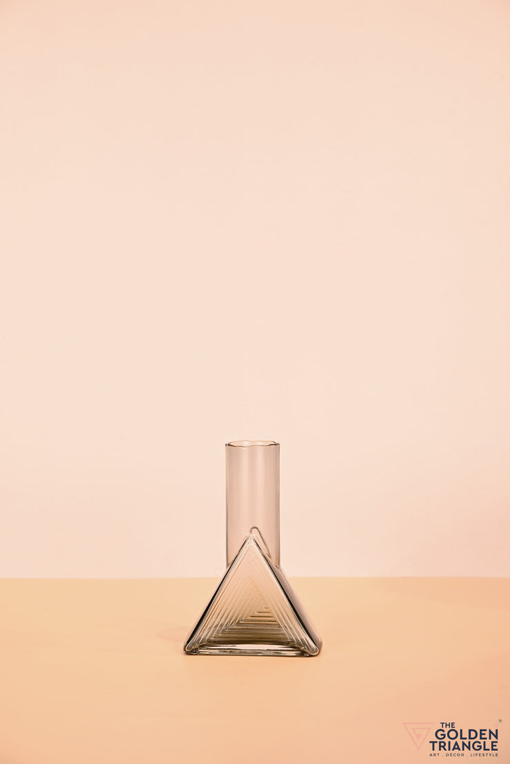 Delphie Triangular Glass Vase - Smoke