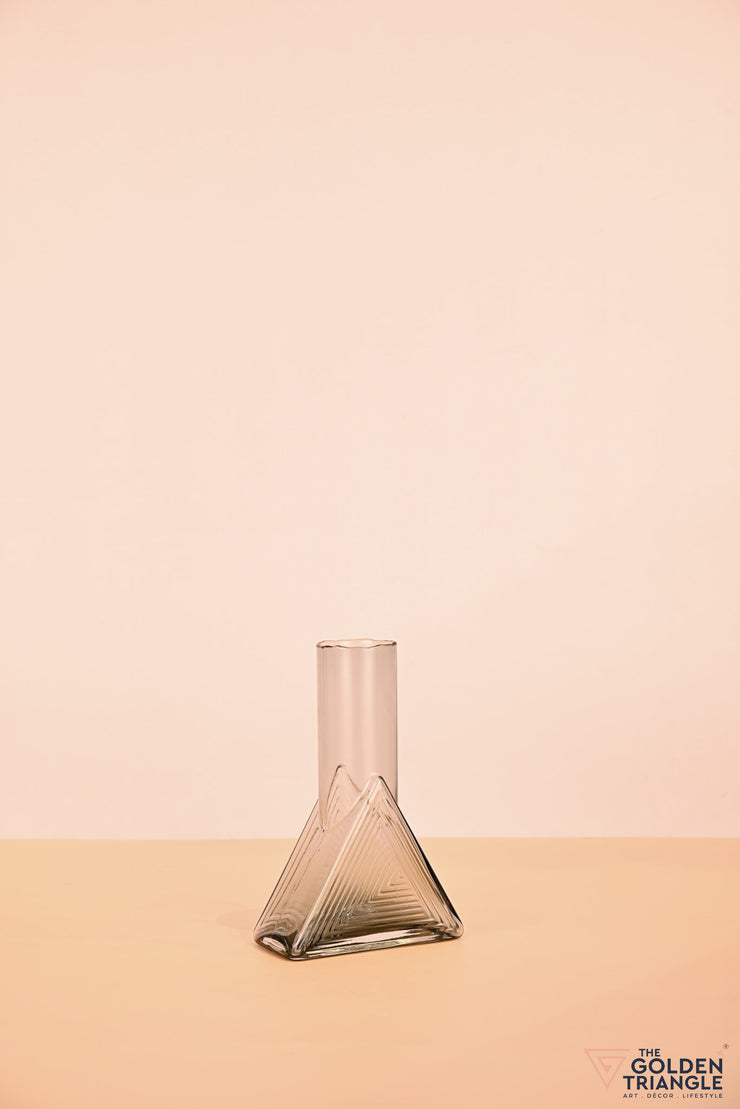Delphie Triangular Glass Vase - Smoke