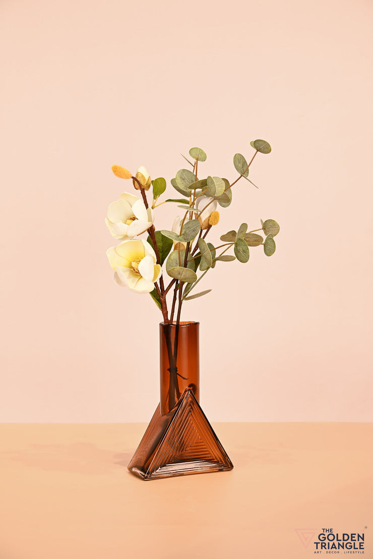 Delphie Triangular Glass Vase - Brown