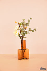Delphie Square Glass Vase - Amber