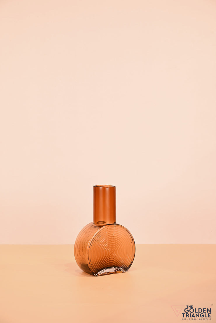 Delphie Circular Glass Vase - Amber