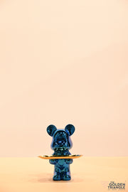 Rocco Electroplated Bear holding a Tray - Blue