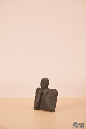 Expressionist ceramic Face - Thinking - Black