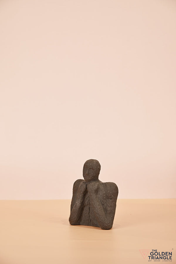 Expressionist ceramic Face - Thinking - Black